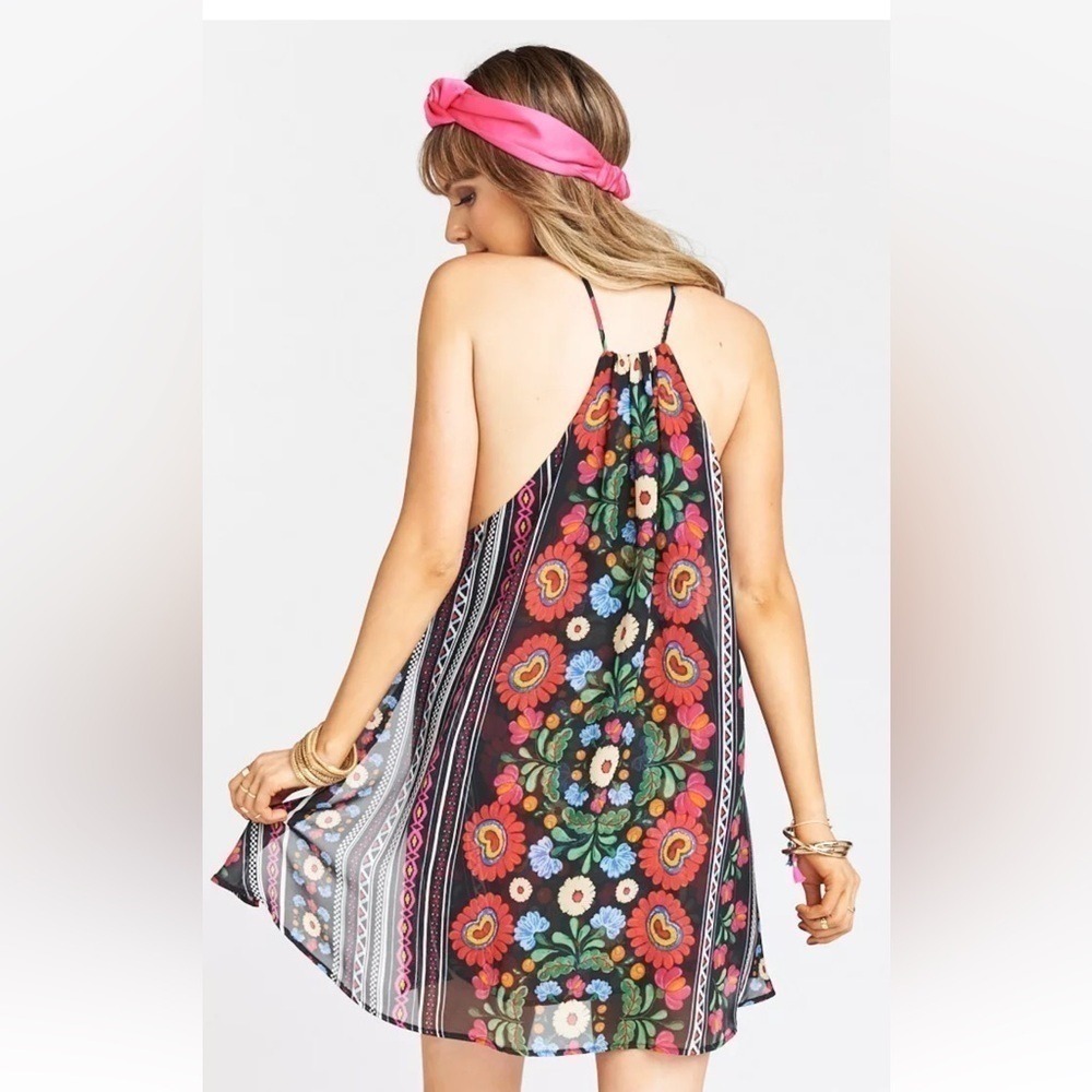 Show Me Your Mumu Byron Mexicali Multi Print Mini Chiffon Dress Size Medium - Picture 2 of 12